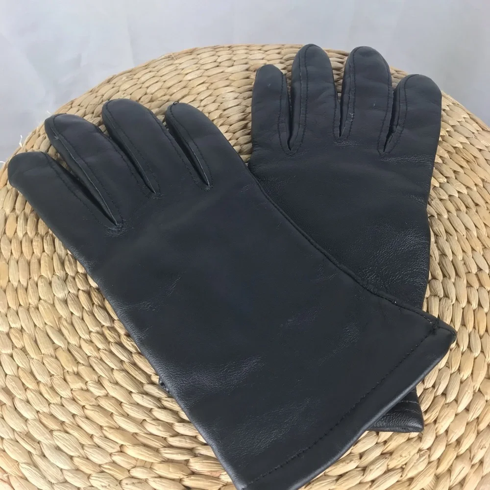 Black Leather Gloves Size 7